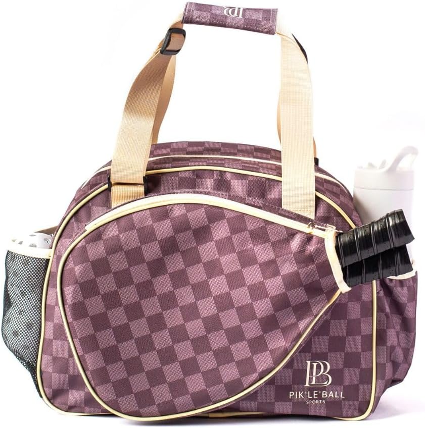 Pik'le'Ball - Checkered Chic Brown Premium Tote Bag