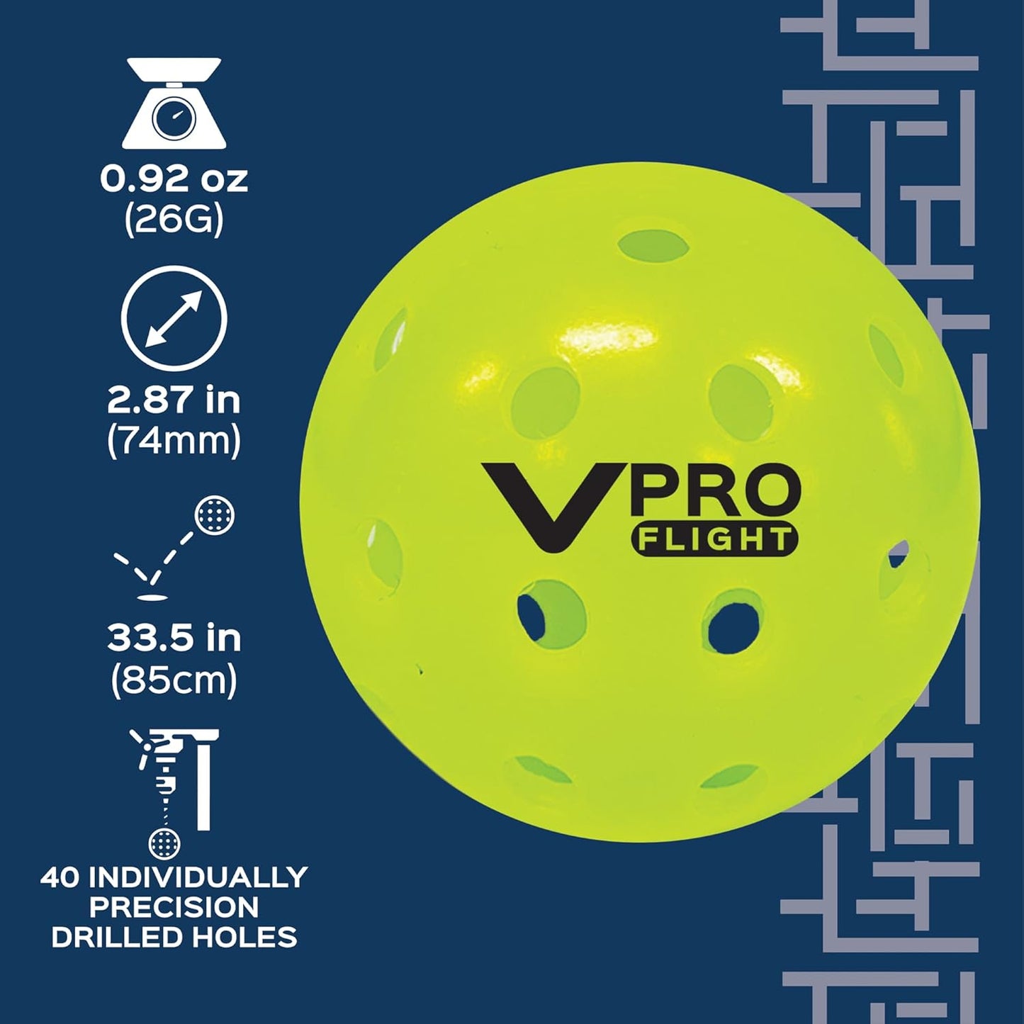 Vulcan | VPRO Flight Outdoor Pickleball Official Ball of The PPA Tour & MLP | 100 Ball Pack | Hi-Vis Yellow