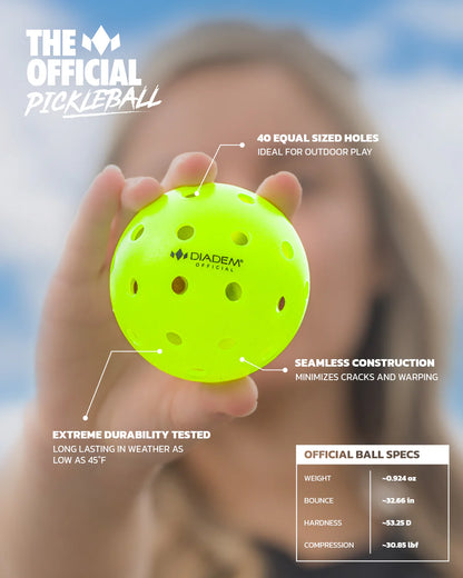 Diadem 'The Official' Premier Power Pickleball - 50 Pack