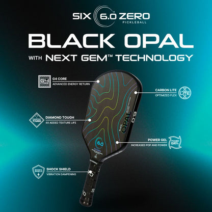 Six Zero Black Opal 14mm Pickleball Paddle