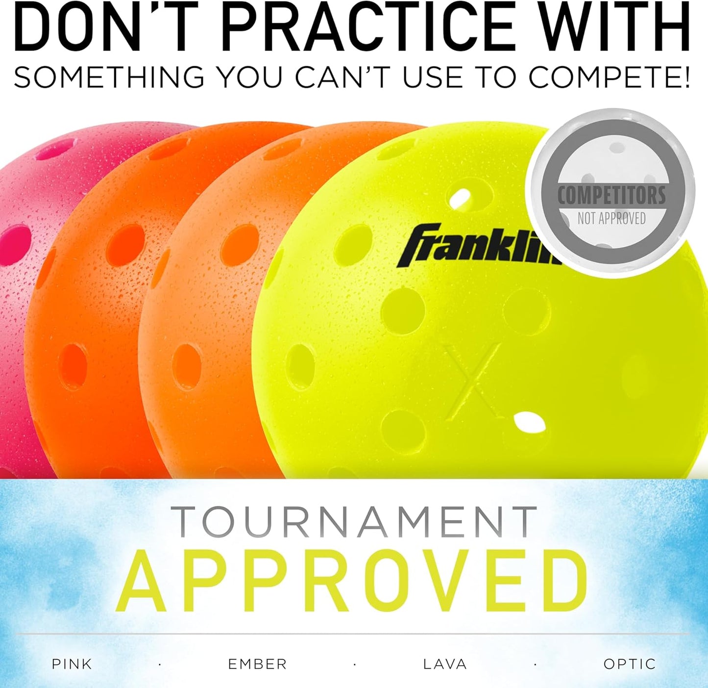 Franklin Sports X-40 Outdoor Pickleballs - 3 Pack PINK