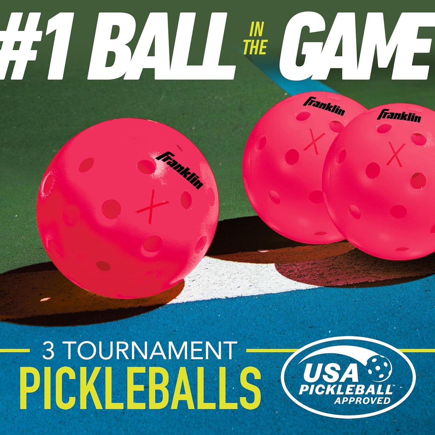 Franklin Sports X-40 Outdoor Pickleballs - 3 Pack PINK